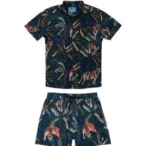 NWT Barstool Balls Beachwear Night Stalker Button Up & Swim Trunks Size XXL